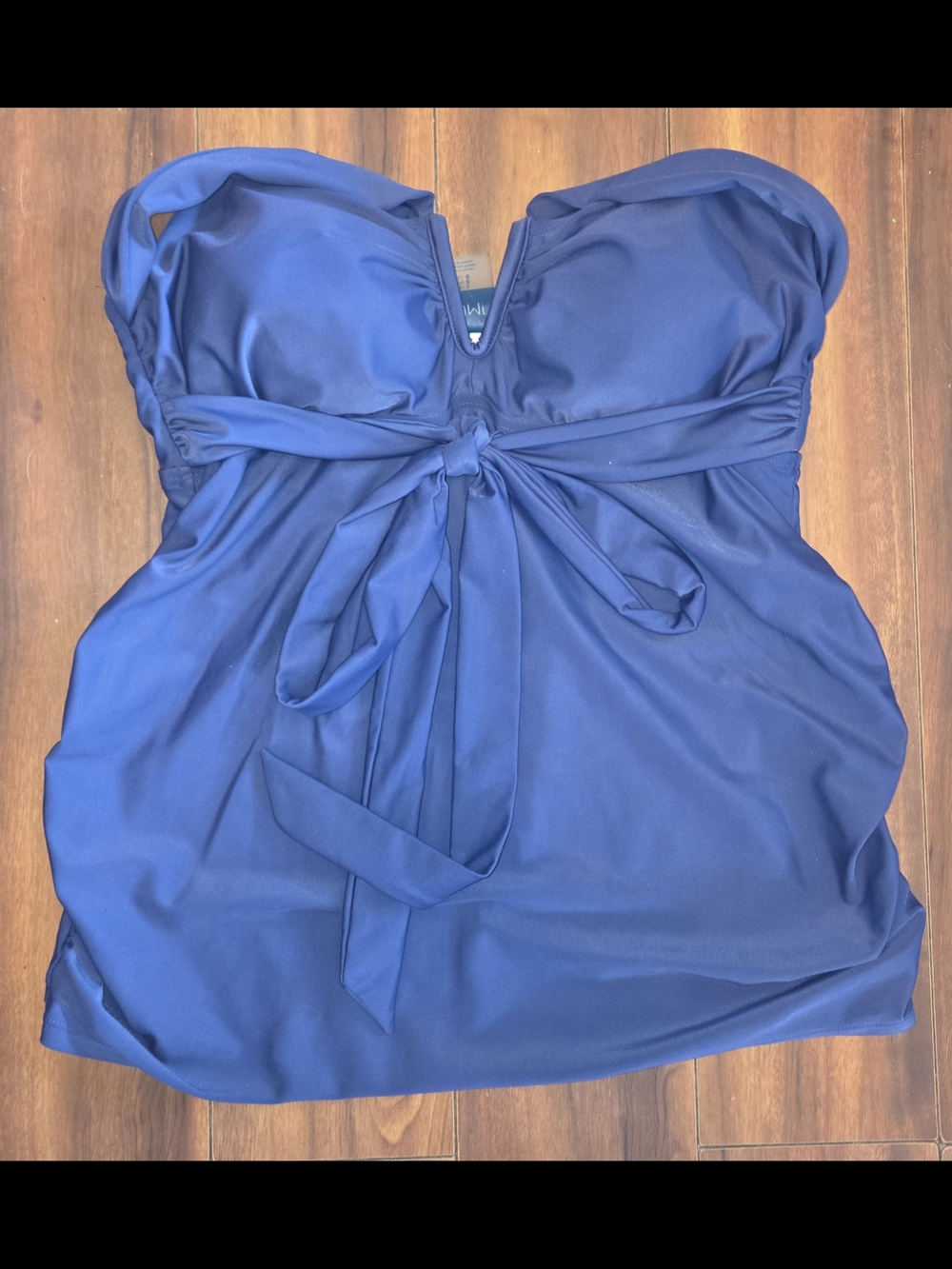 Motherhood Maternity Strapless Navy Blue Tie-Front Swim One Piece